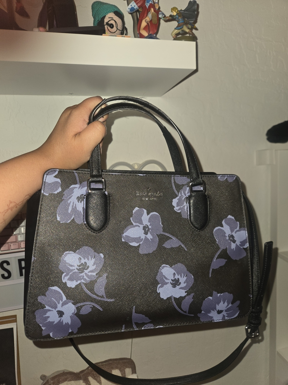 kate spade Black Satchel with Lavender Floral Print - Picture 2 of 4